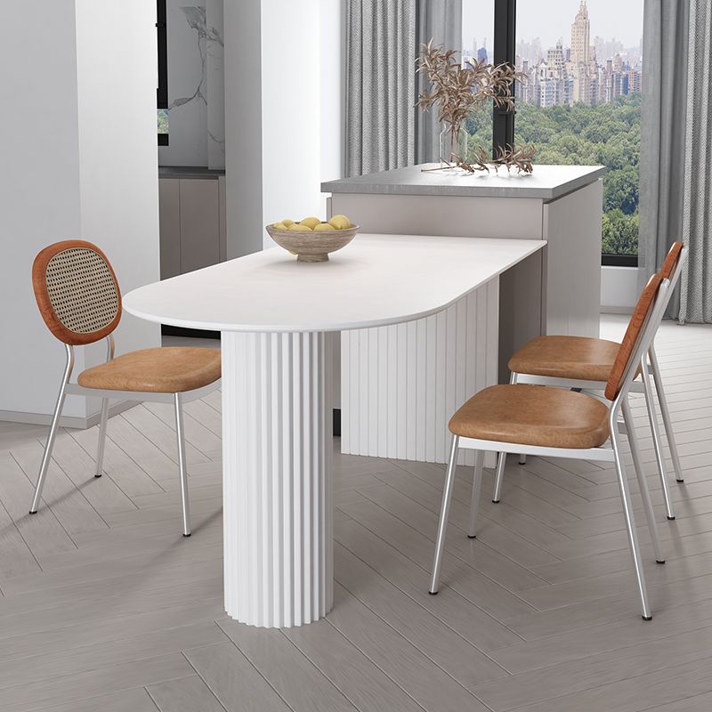 Minimalism Oval Dining Table Metal Double Pedestal Dining Table for Living Room