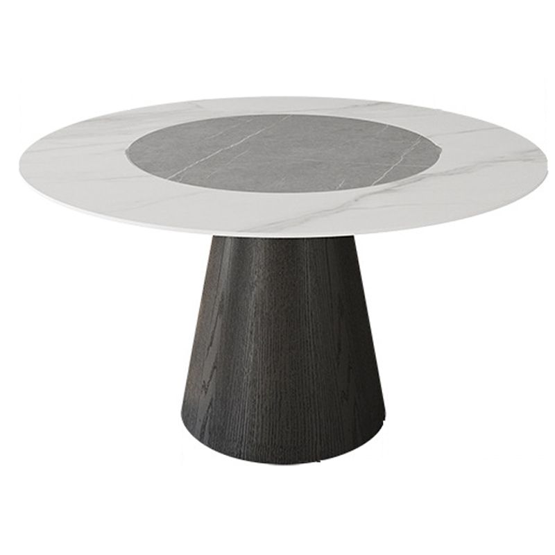 Modern Pedestal Casual Dining Table Round Dining Table with Ash Wood Base