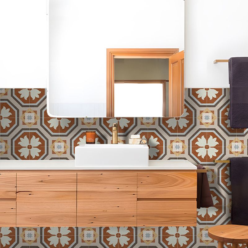 Square Interior Vinyl Flooring Peel and Stick Flower Print Waterproof Vinyl Flooring