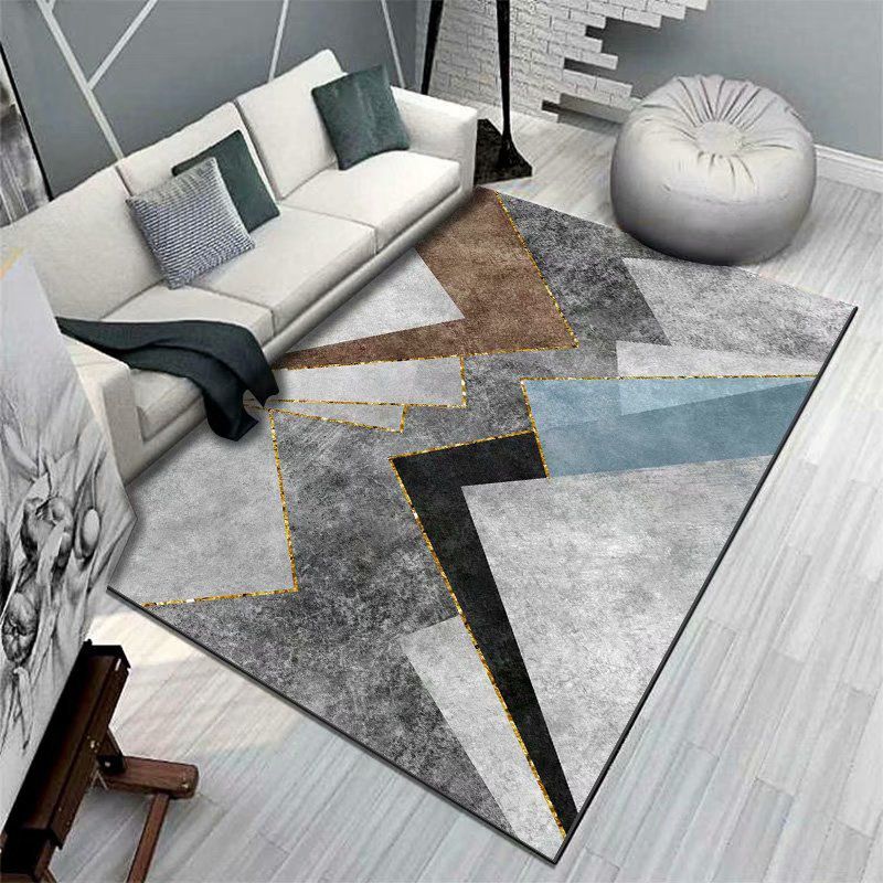 Modern Indoor Rug Minimalist Geometry Pattern Rug Polyester Stain Resistant Carpet for Living Room