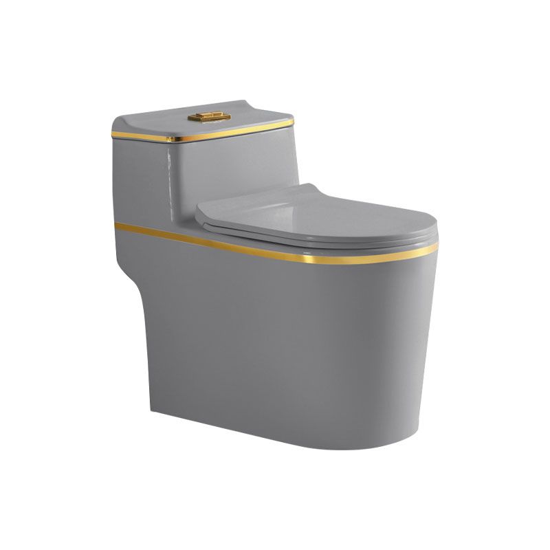 Traditional Floor Mounted Toilet Siphon Jet One-Piece Flush Toilet with Slow Close Seat