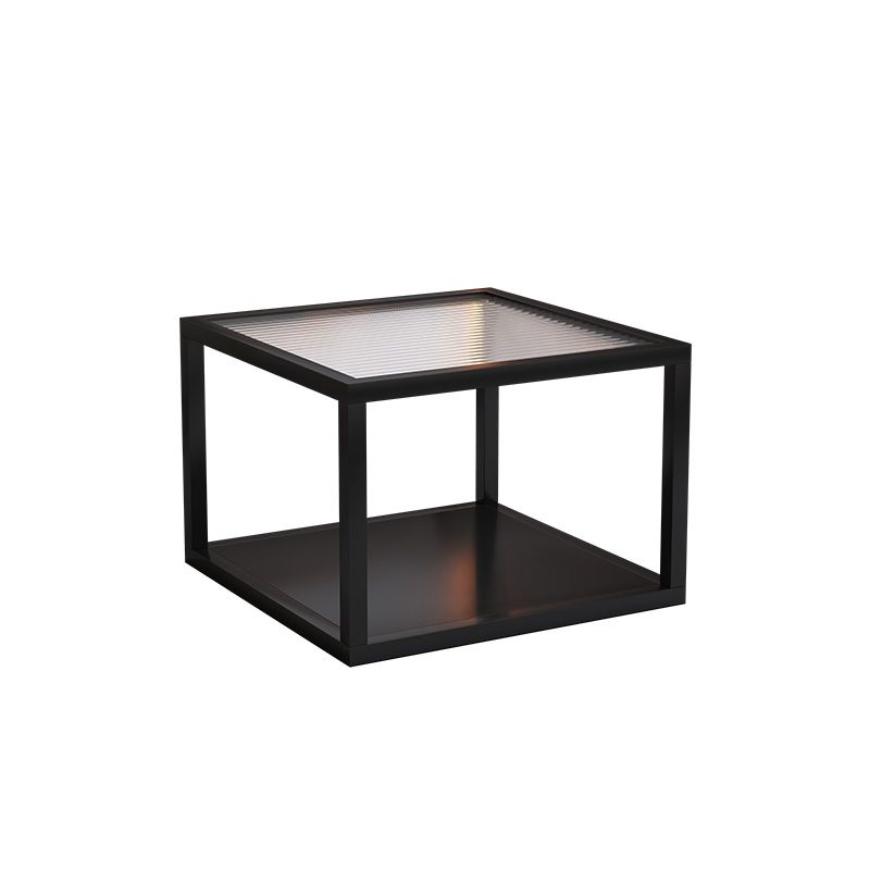 Minimalist Glass Top Coffee Table Round Open Shelf Cocktail Table
