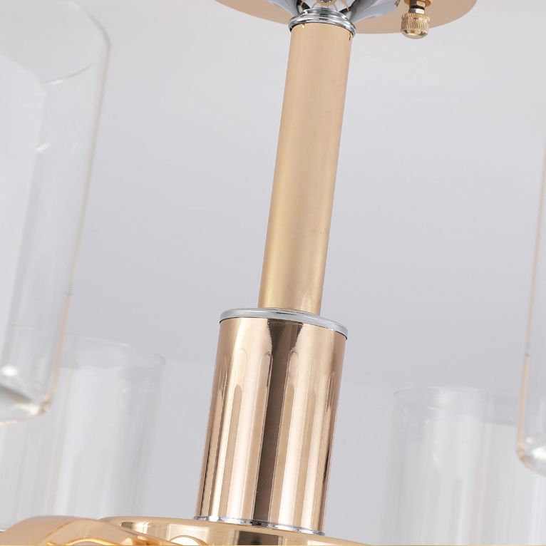 Clear and Frosted Glass Cup Chandelier Minimalist Suspension Lamp for Living Room