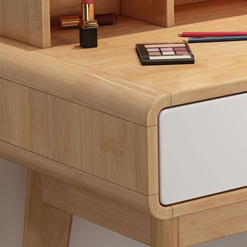 15.74" Wide Vanity Set 2-Drawer Solid Wood Dresser with Stool Set