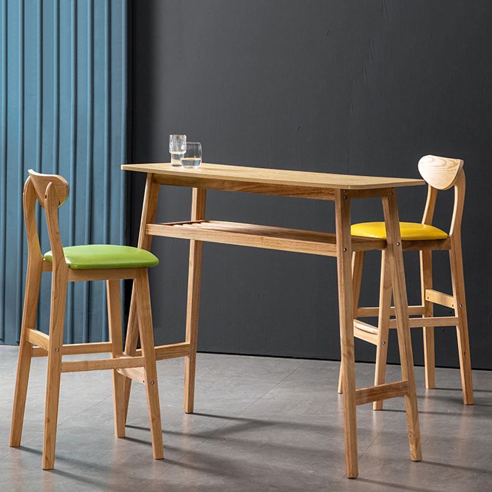 Rubberwood Coffee Shop Scandinavian Stool Matte Finish Upholstered Bar Stools