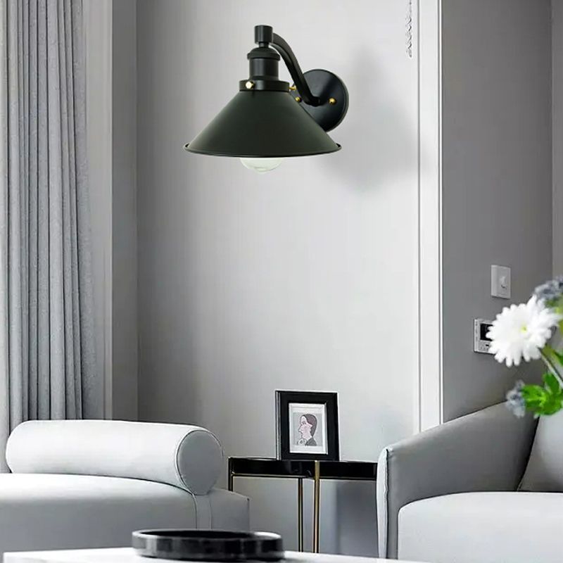 Industrial Wall Sconce Cone Shape Wall Light with Metal Shade for Living Room