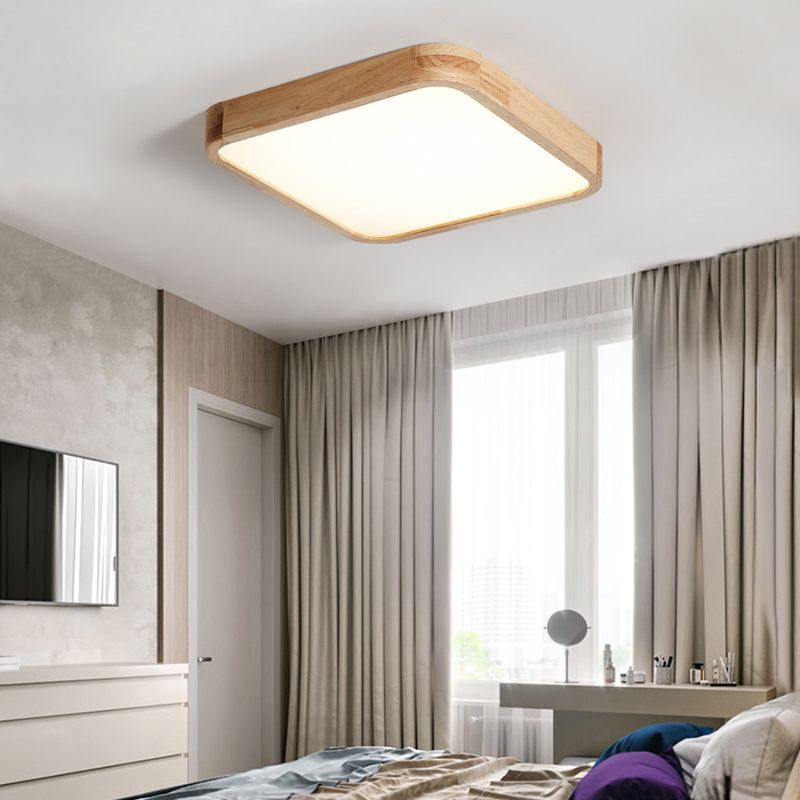 Bois Couleur Voyant Réel Ceiling Light in Modern Concise Style Plafond Fixture avec Shade Acrylique