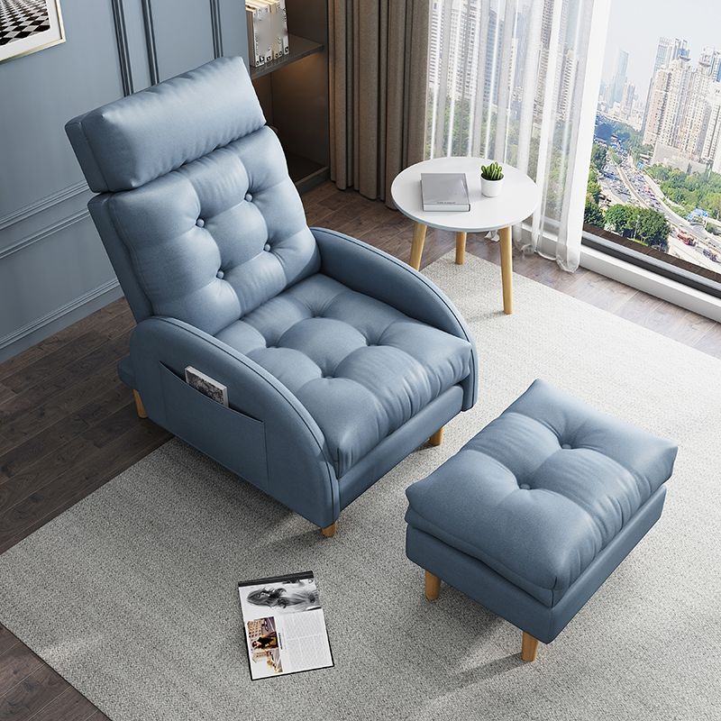 Contemporary Bonded Leather Arms Included with Ottoman Lounge Accent Chair