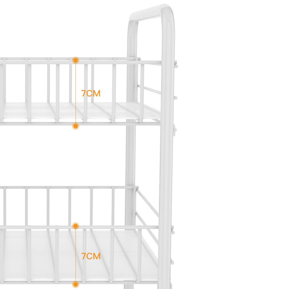 Modern Style Bookshelf White Open Back Metal Bookcase with Caster Wheels