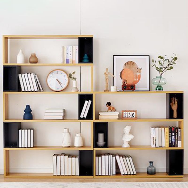 Modern geometry Bookshelf Multi Shelfs Open Back Bookcase in Natural