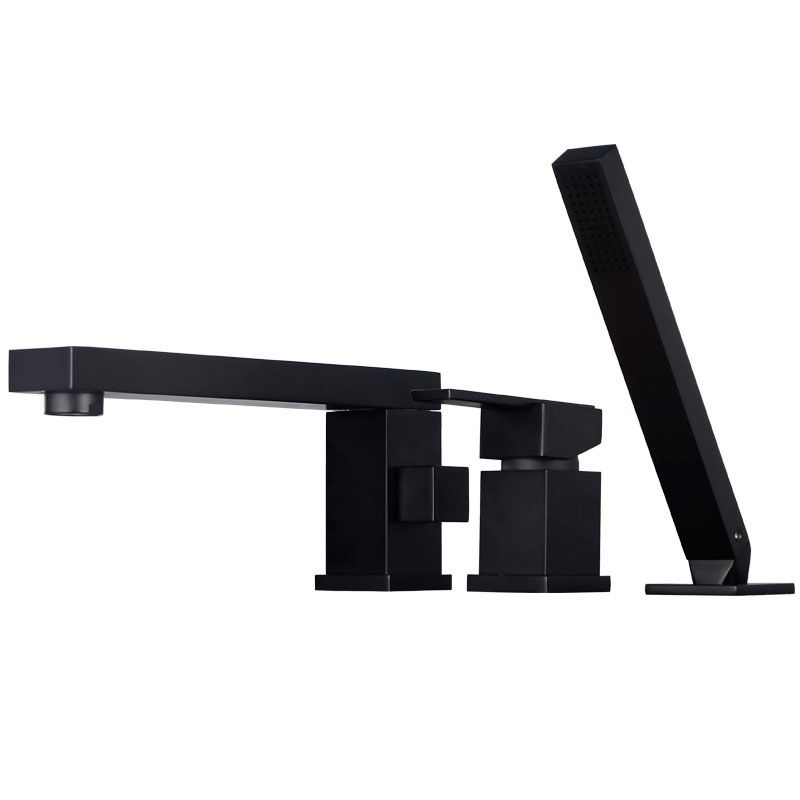 Modern Swivel Roman Tub Faucet Set Deck Mounted with Handheld Shower