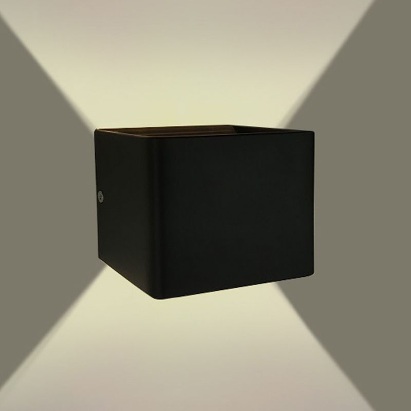 2-Light Contemporary White/Black Wall Mounted Sconce Rectangle Wall Light