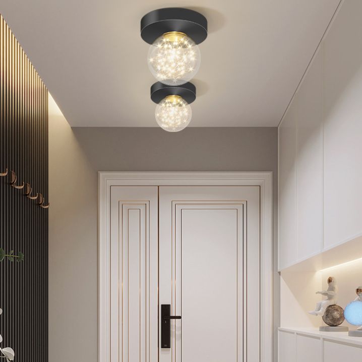 Verrouillé à l'anneau "Mount Light" Nordic Clear Glass Black-Gold Starry Ceiling Fixture for Living Room