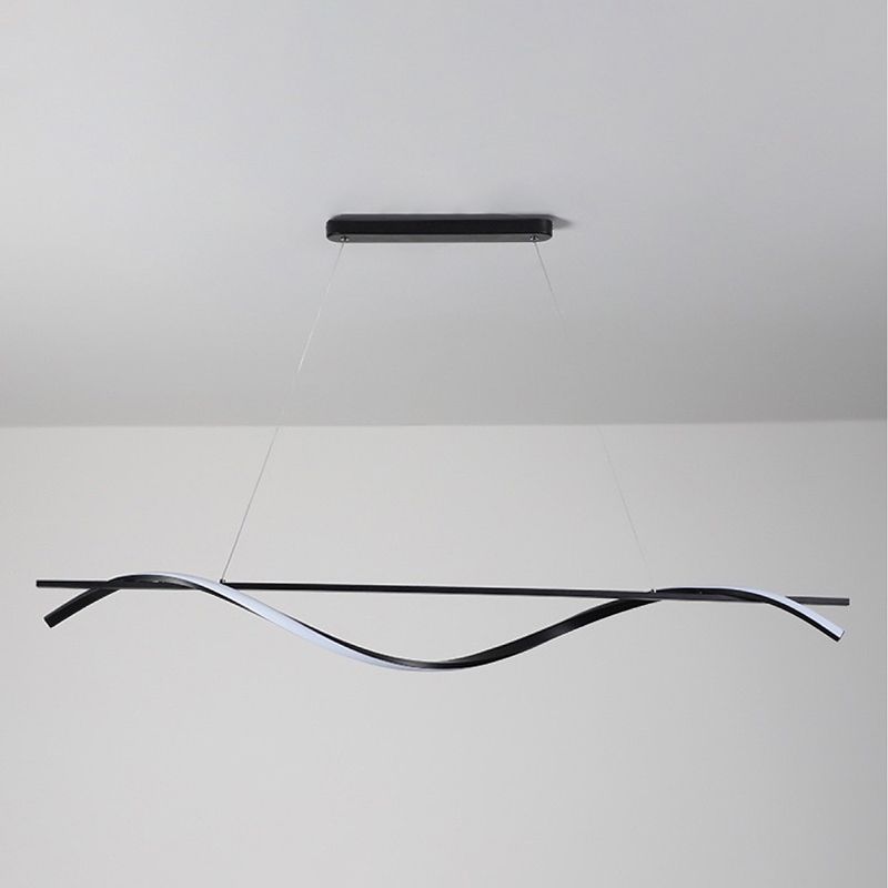 Wavy LED Hanging Ceiling Light Modern Metal Island Chandelier Light