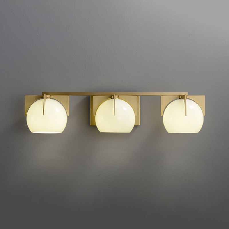 Postmodern Metal Wall Sconce Geometric Shape Vanity Lamp with Glass Shade for Bathroom