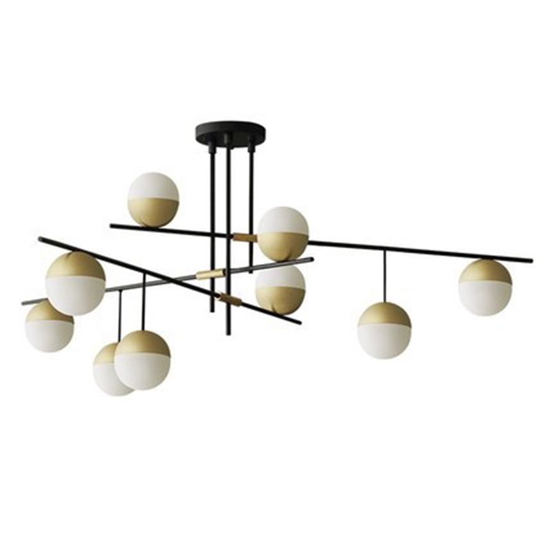 Gold Nut Shaped Suspension Light Nordic White Glass Island Ceiling Light for Living Room