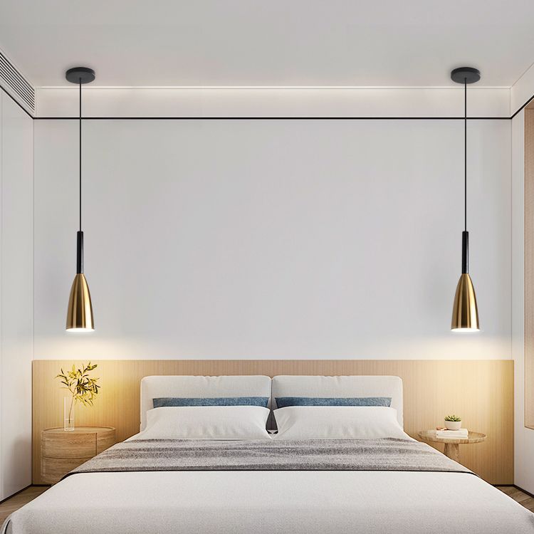 Post-modern Style Hanging Lamp Kit Simple Metal Bedroom Down Lighting Pendant in Gold