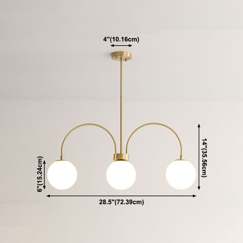 Luz de lámparas de lámpara de cobre modernas Luces colgantes de suspensión de 3 luces para sala de estar