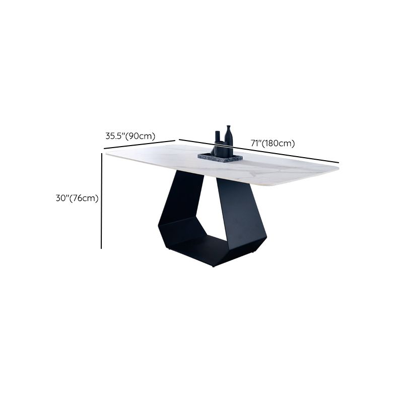 Rectangle Black Base Dining Table Modern Stone Table for Dining Room