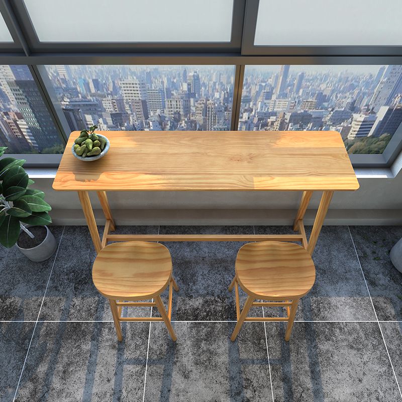 Modern Rectangle Bar Dining Table Wood Bar Height Table with Trestle Base in Brown