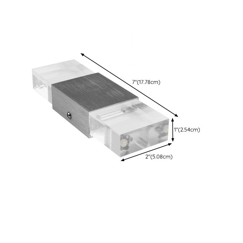 Rectangle Shape Wall Lamp Modern Style Metal 2 Lights Wall Light in Clear