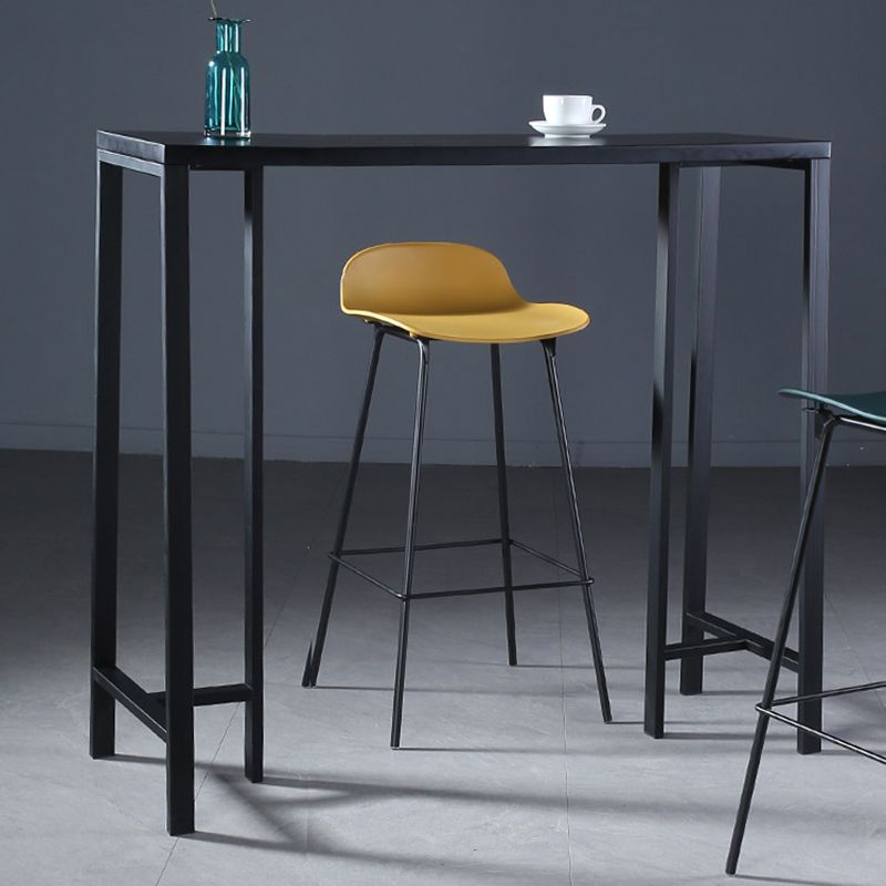 Contemporary Indoor Rectangle Trestle Bar Dining Table with Metal Legs