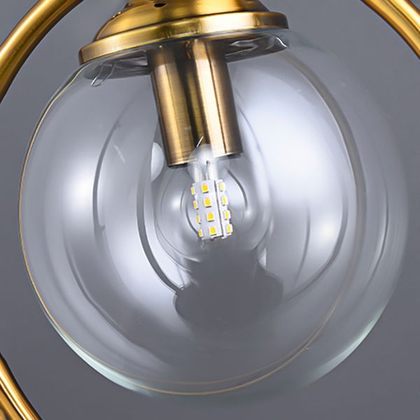 1-Light Round Shade Modern Style Glass Wall Lighting Fixtures in Brass for Bedroom Living Room