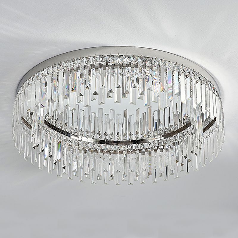 Plafonnier LED rond de luxe moderne en acier inoxydable, montage encastré pour salon