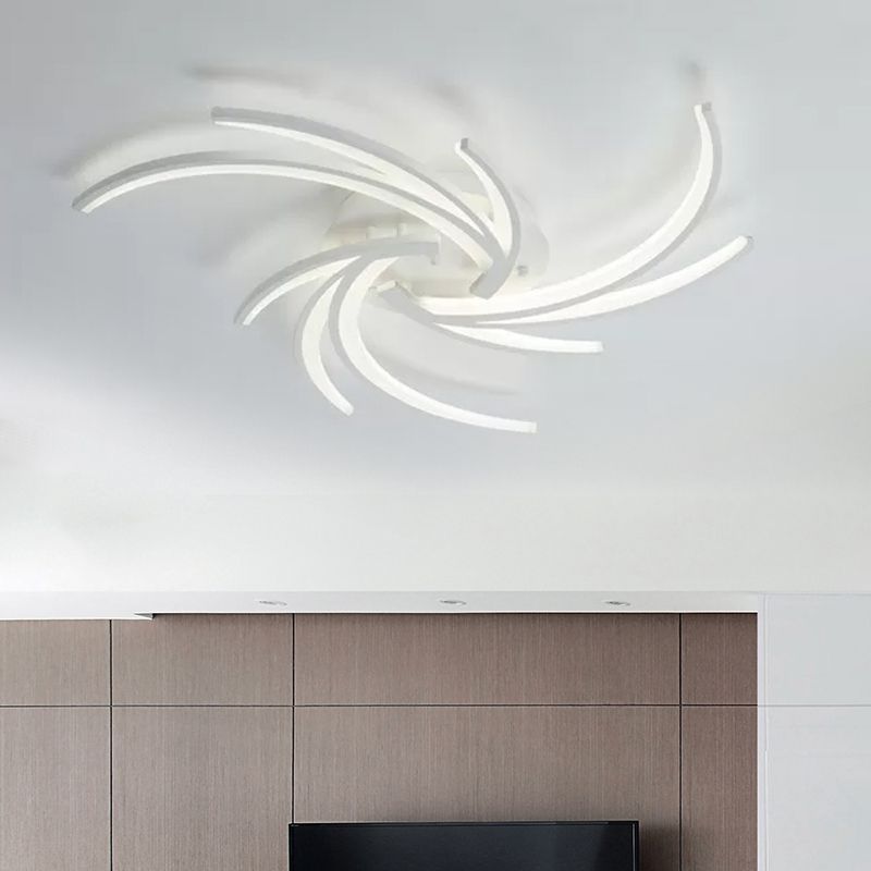 Lampe encastrée à tourbillon moderne en acrylique, 3/4/5 lumières, plafonnier de chambre à coucher blanc chaud/blanc