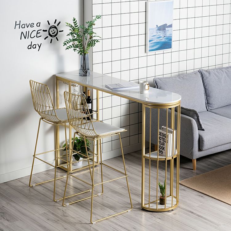 Glam Metal Barstool Fabric Cushion Velvet Stool in Matte Finish for Indoor