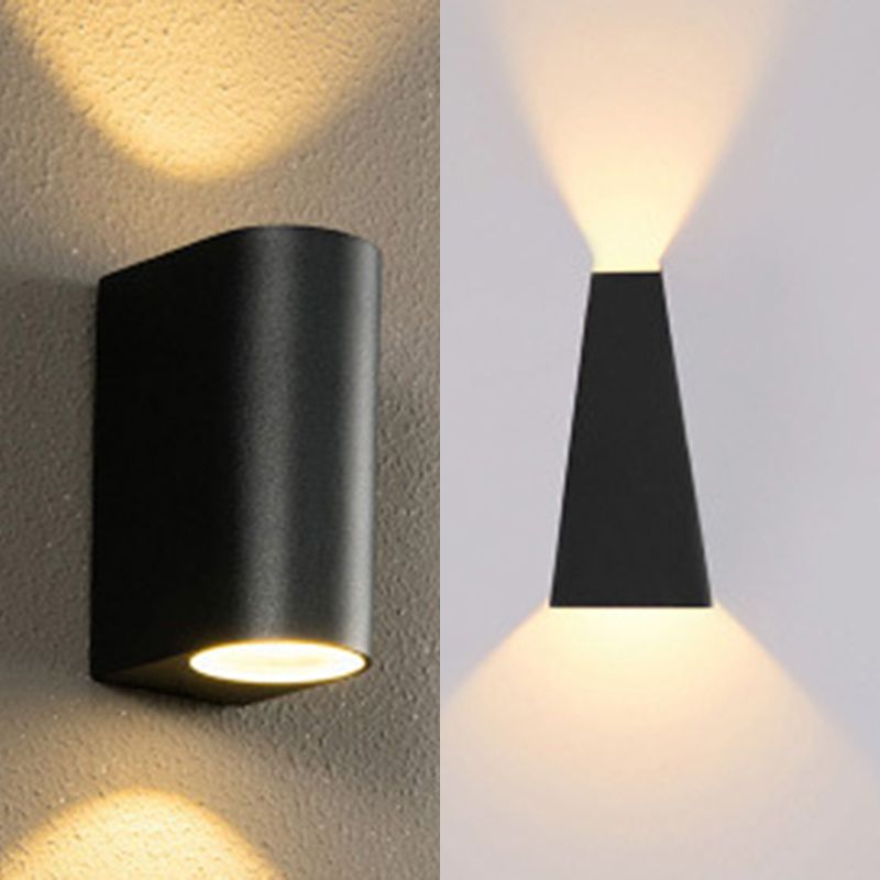 2-Lights Geometric Wall Sconce Modern Simple Style Metal Wall Lighting in Black