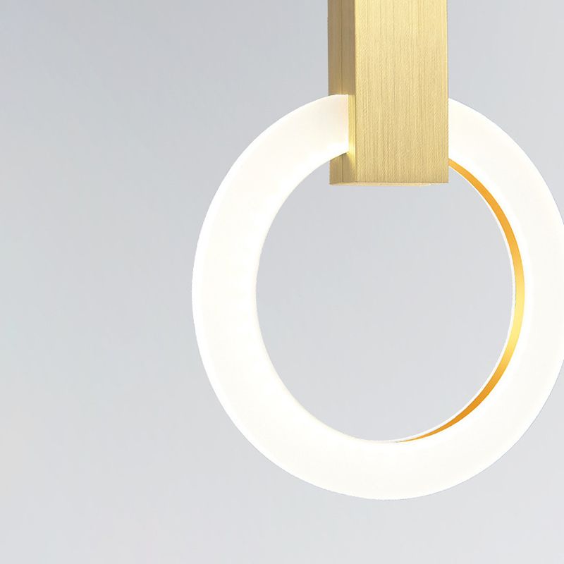 Duplex LED Multiple Hanging Light Simple Style Brass Ceiling Light with Ring Acrylic Shade