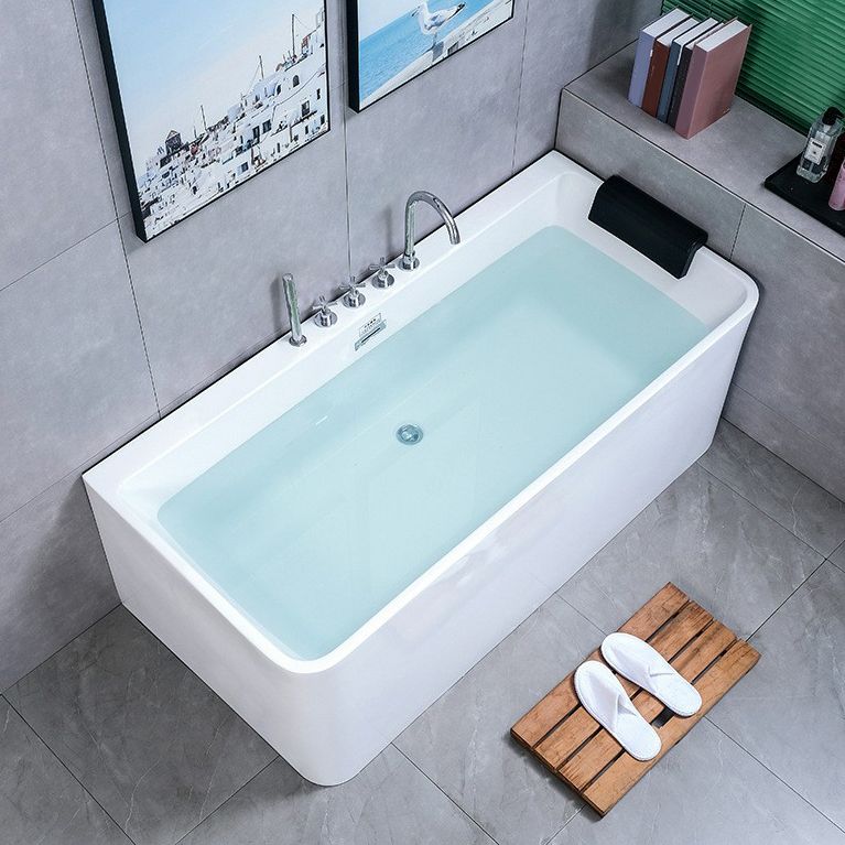 Contemporary Stand Alone Tub with Drain Bathroom White Acrylic Bathtub