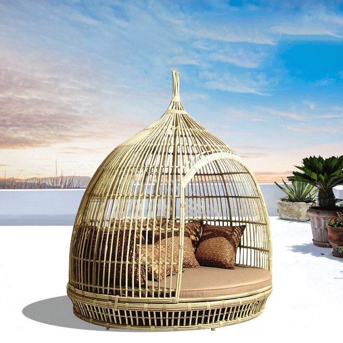 Tropical Outdoor Patio Daybed 78.7" H Rattan Accent Patio Sofa