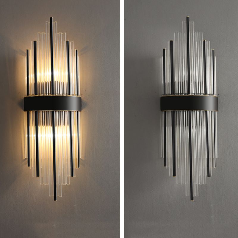 Transparent Crystal LED Wall Lamp 23.5" H Post-modern Style Copper Sconce Lights for Living Room