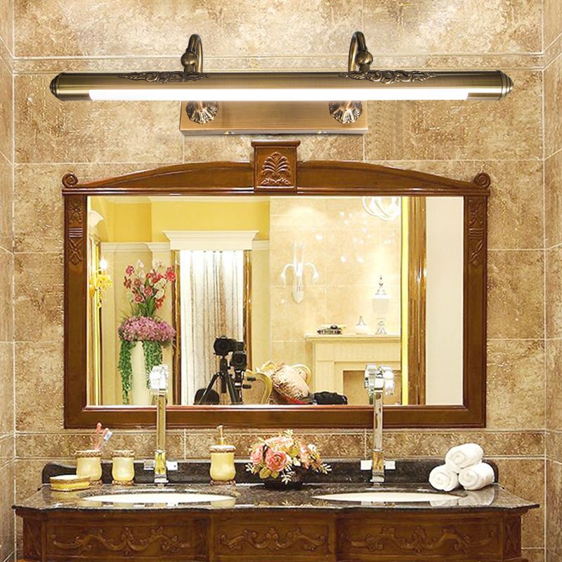 Simple Brass Mirror LED Wall Light Sconces with Acrylic Shade for Bathroom