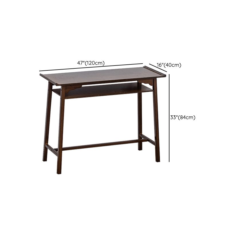 Mid-Century Modern Console Table Dark Brown Solid Wood Rectangle Console Table