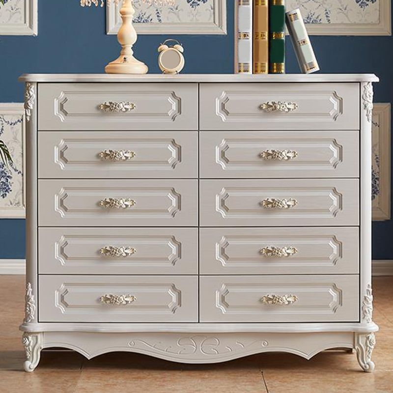 White Wood Storage Chest Dresser Modern Bedroom Storage Chest with Drawers