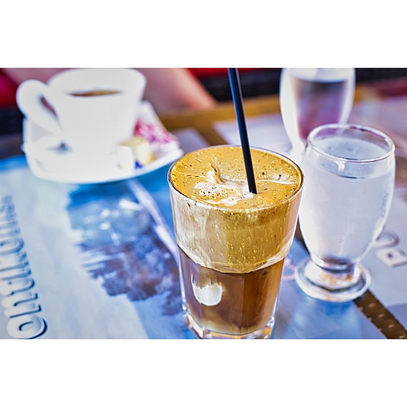 Modern Ice Coffee Pattern Mural Mildew Resistant Sofe Color Coffee Shop for Wall Decor