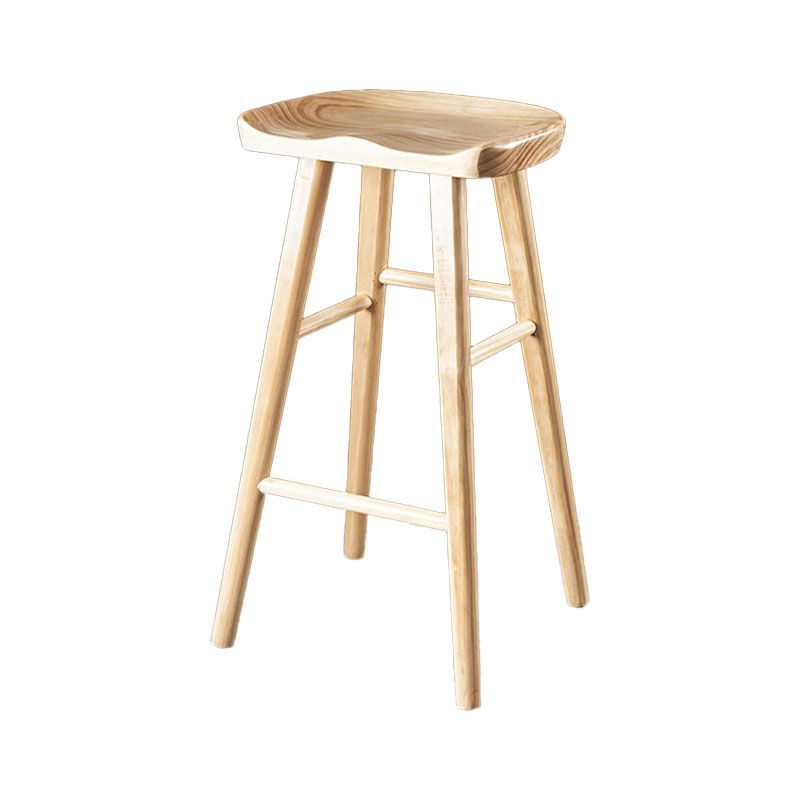 Modern Armless Backless Counter Stool Wood Milk Tea Shop Bar Stool with Seat