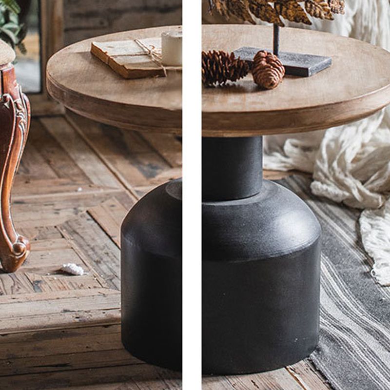 Solid Wood End Slide Table with Ironcraft Pedestal End Table
