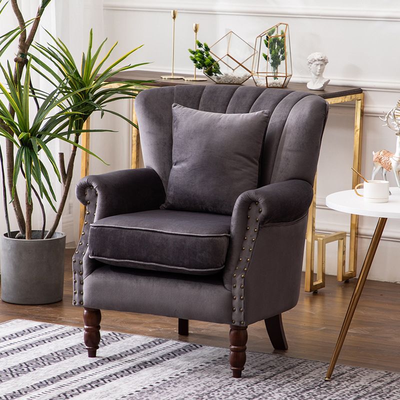 Modern 29.5"Wide Rolled Arms Nailhead Trim Single Sofa Chair with Sewn Pillow Back