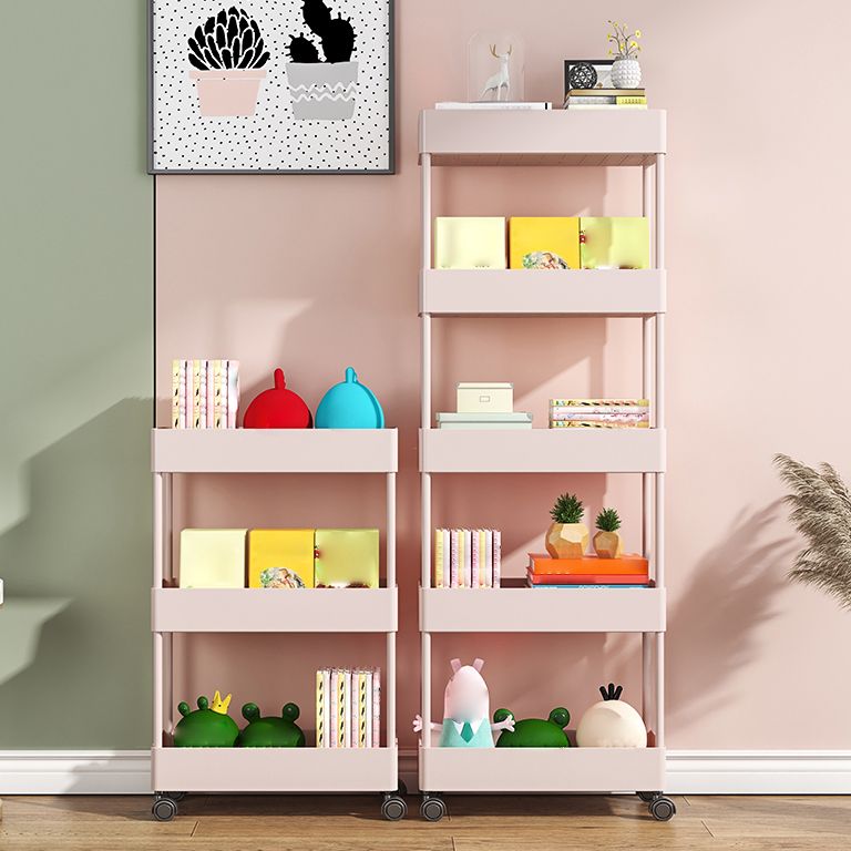 Modern Style Bookshelf Open Back Vertical Bookcase with Caster Wheels