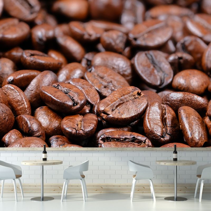 Coffee Beans Mural Wallpaper for Restaurant Decorative Stain Resistant