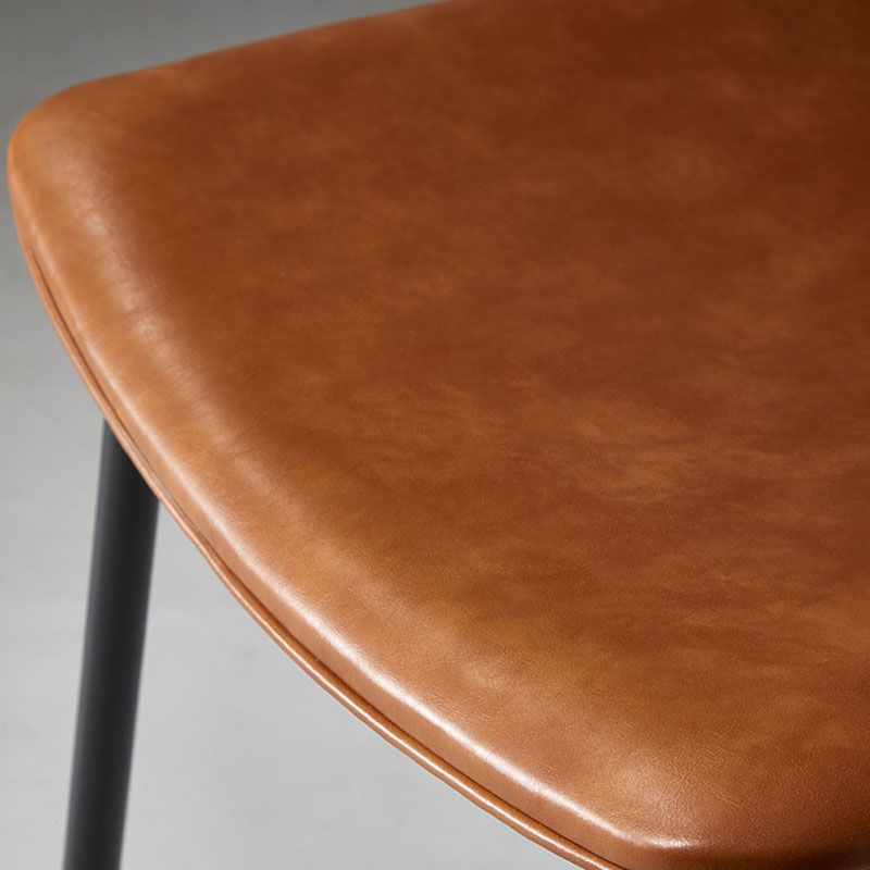 Silla con respaldo sólido sin brazos de diseño industrial para cocina, silla lateral de comedor de cuero