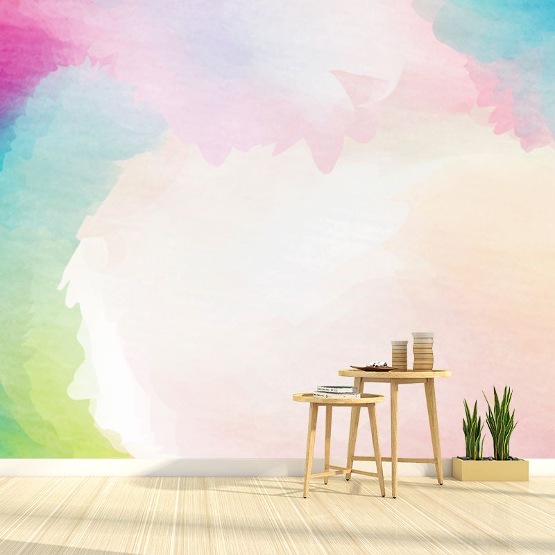 Cloud Wall Paper Mural Pink Art Deco Wall Covering for Girls Bedroom, Custom Print