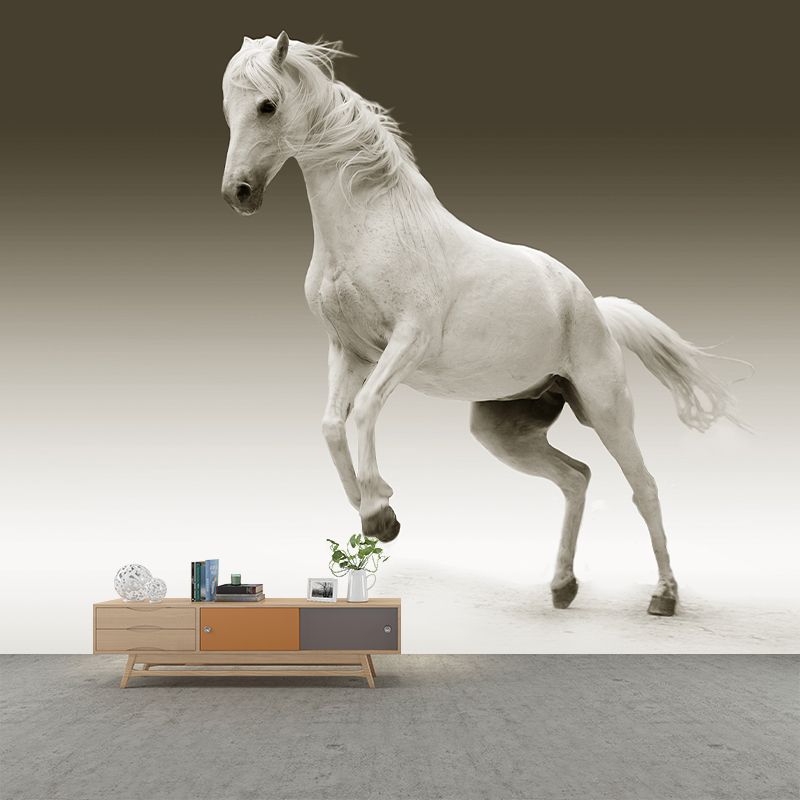 Galloping Horse Animal Mural Wallpaper for Sitting Room, Water Resistant