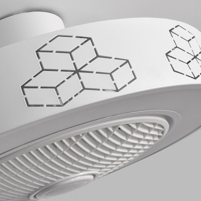 Trommelförmige Schlafzimmer Lüfterlampe Metall Nordic Style LED Semi Flush Deckenleuchte in Weiß