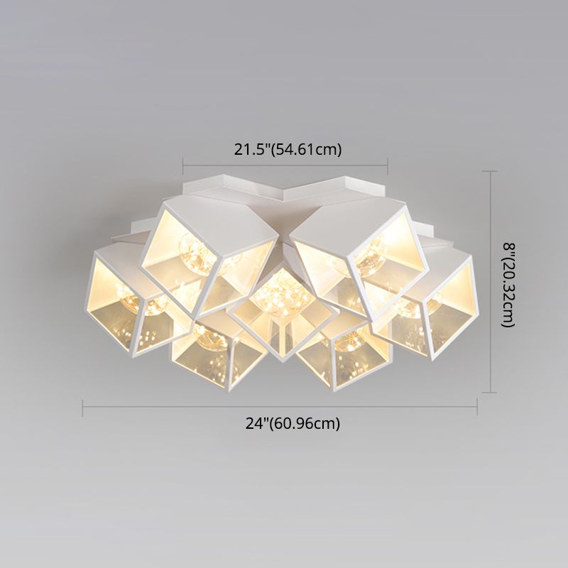 Metall + Acryl Quadrat Schatten Sternenhimmel Design Decke Licht Moderne Einfachheit Flush Montage Beleuchtung Halterung für Wohnzimmer