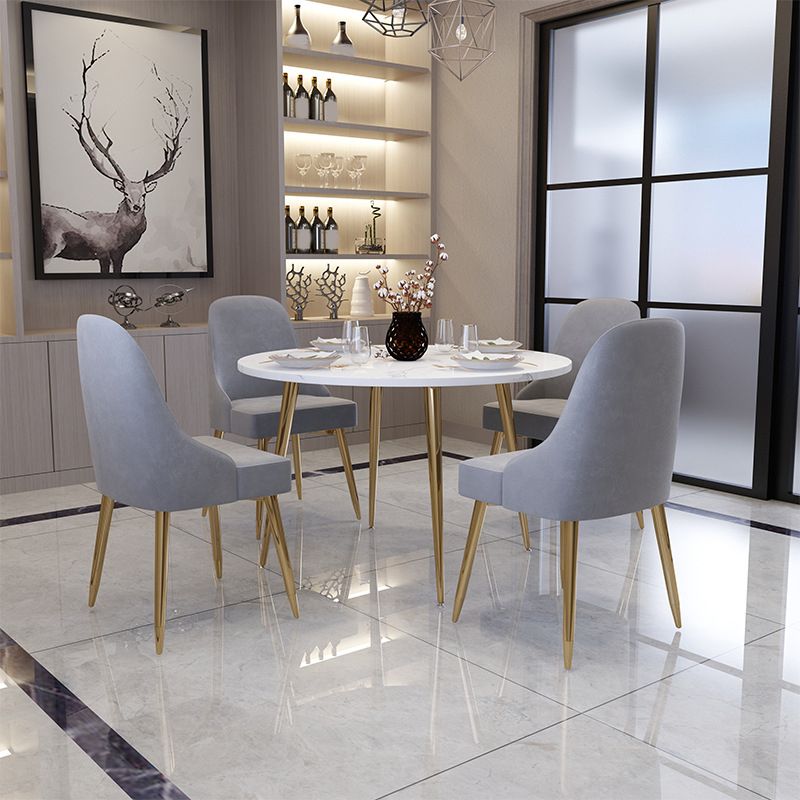 Nordic Glam Round Sintered Stone Table Set 1/3/5/7 Pieces Dining Set